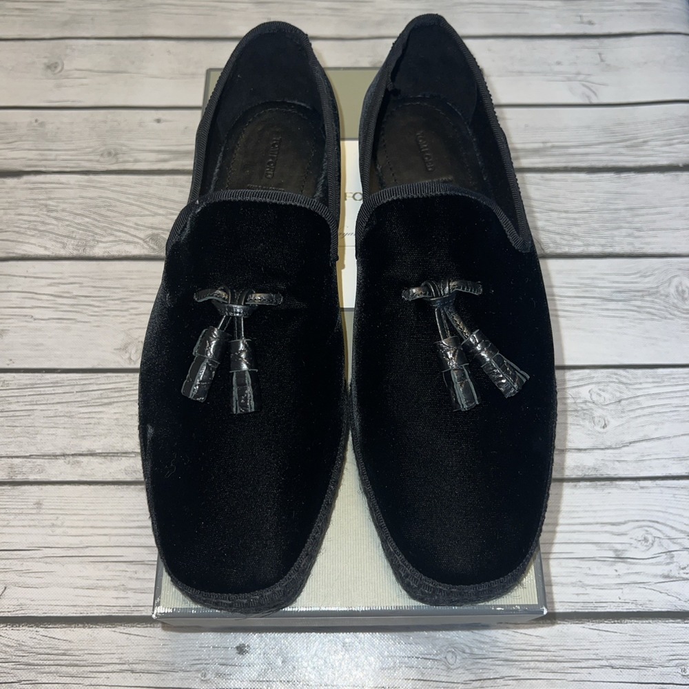 TOM FORD Barnes Textured Leather Espadrilles Black Size 11 With Box